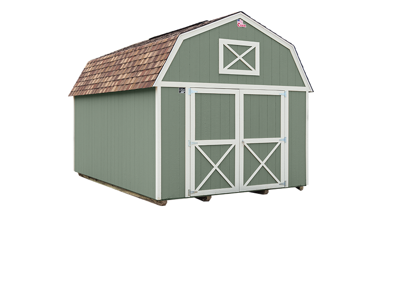 Cook Portable Warehouse - Lofted Barn - Painted Desert Roof - Green Siding